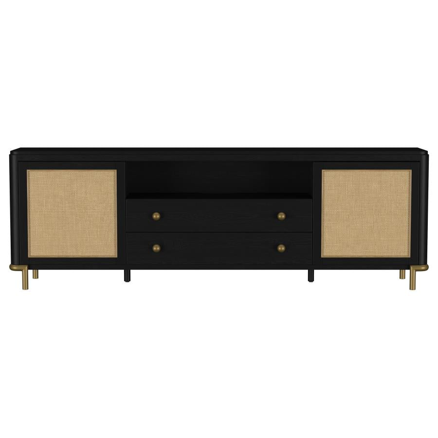 Arini Rattan Cane 2-door TV Stand Media Console Black-4