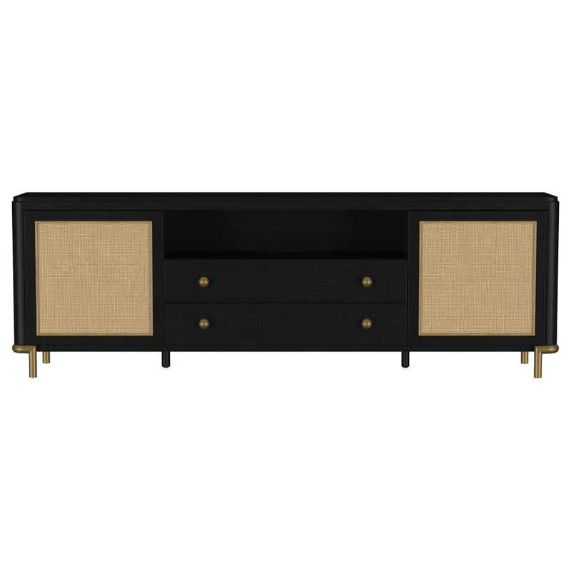 Arini Rattan Cane 2-door TV Stand Media Console Black-zoom-