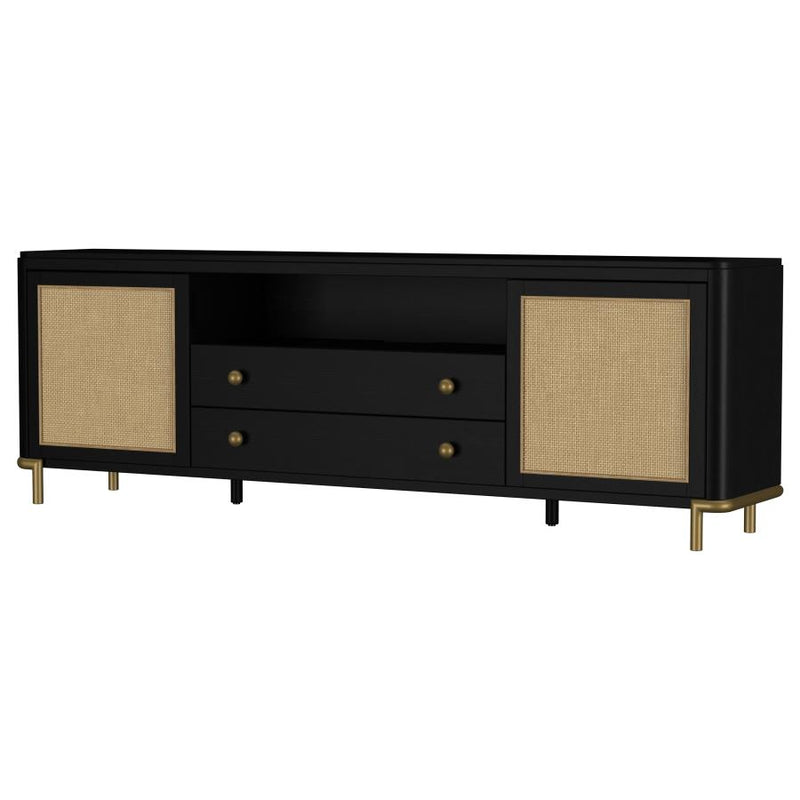 Arini Rattan Cane 2-door TV Stand Media Console Black-zoom-