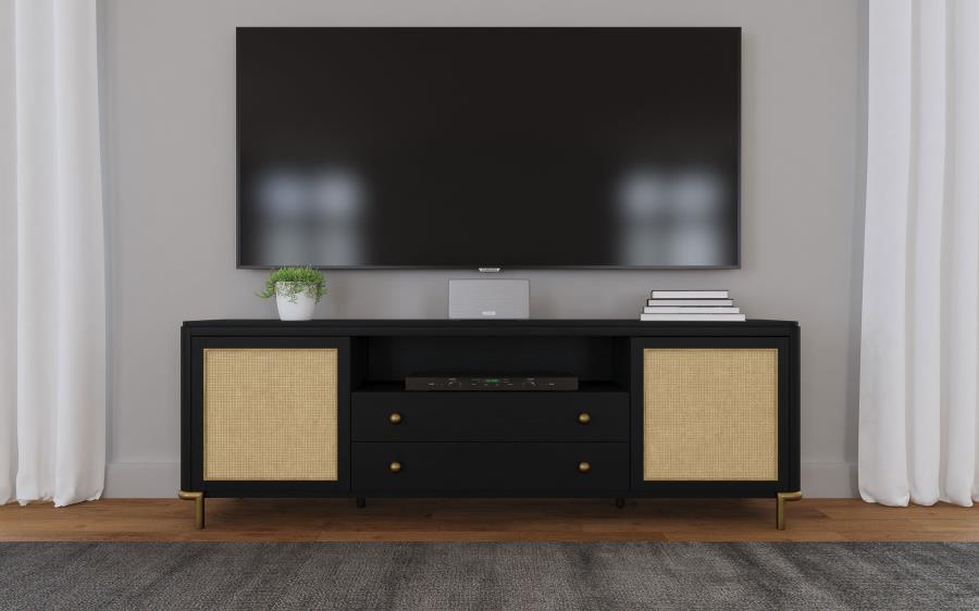 Arini Rattan Cane 2-door TV Stand Media Console Black-16