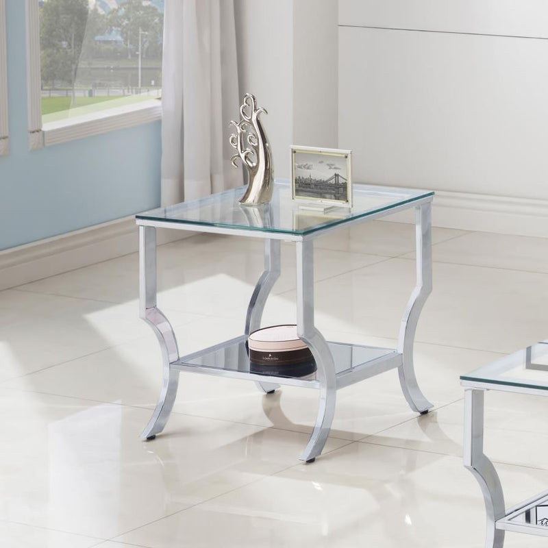 Saide Square Glass Top Side End Table Chrome-zoom-