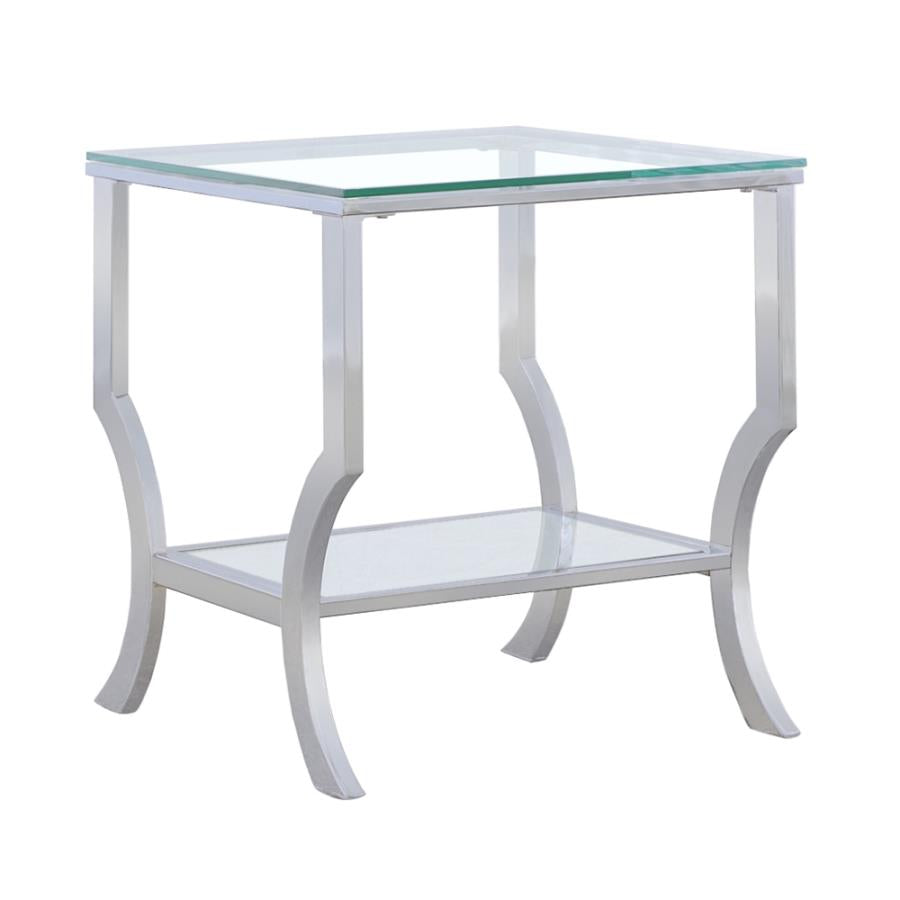 Saide Square Glass Top Side End Table Chrome-zoom-1