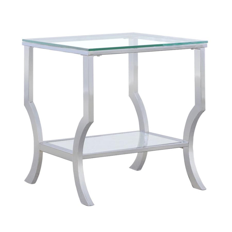 Saide Square Glass Top Side End Table Chrome-zoom-