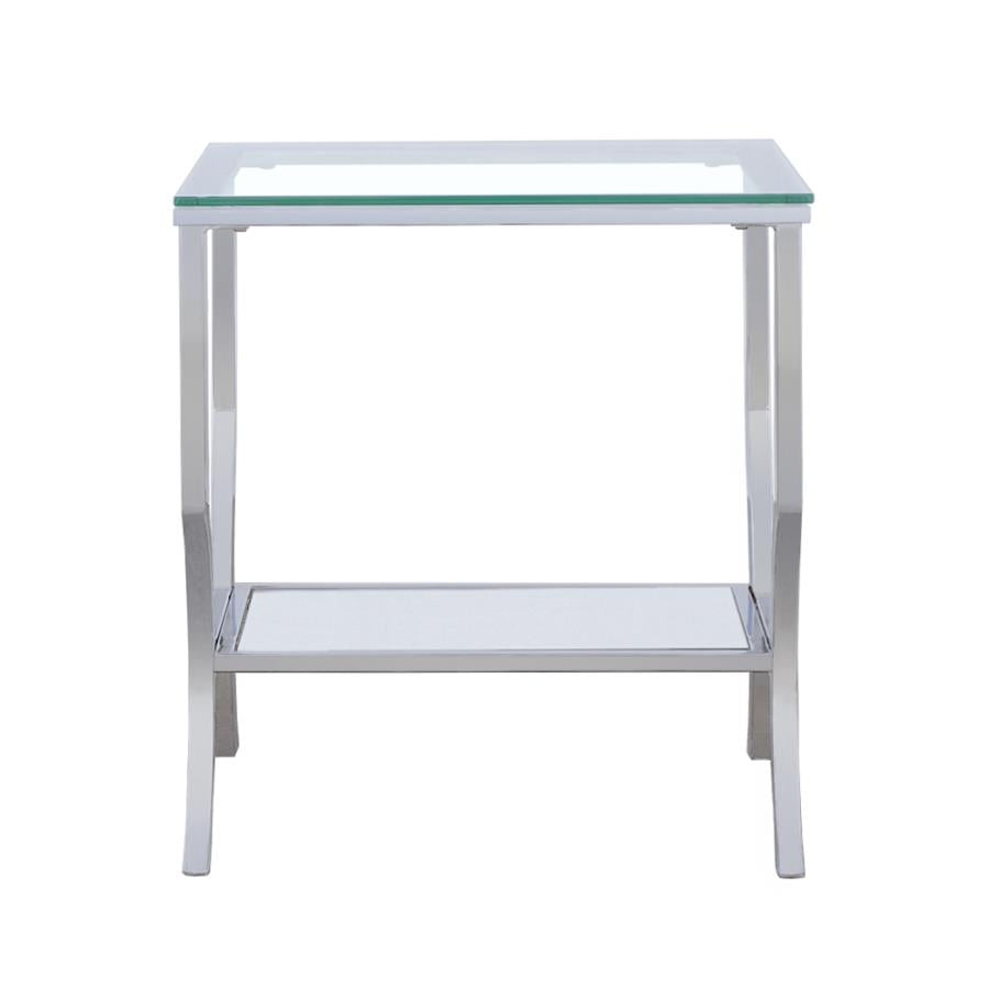 Saide Square Glass Top Side End Table Chrome-3