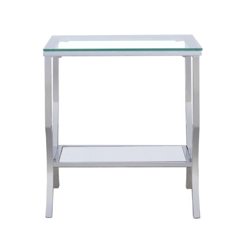 Saide Square Glass Top Side End Table Chrome-zoom-
