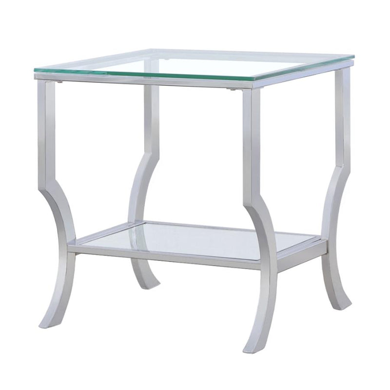 Saide Square Glass Top Side End Table Chrome-zoom-