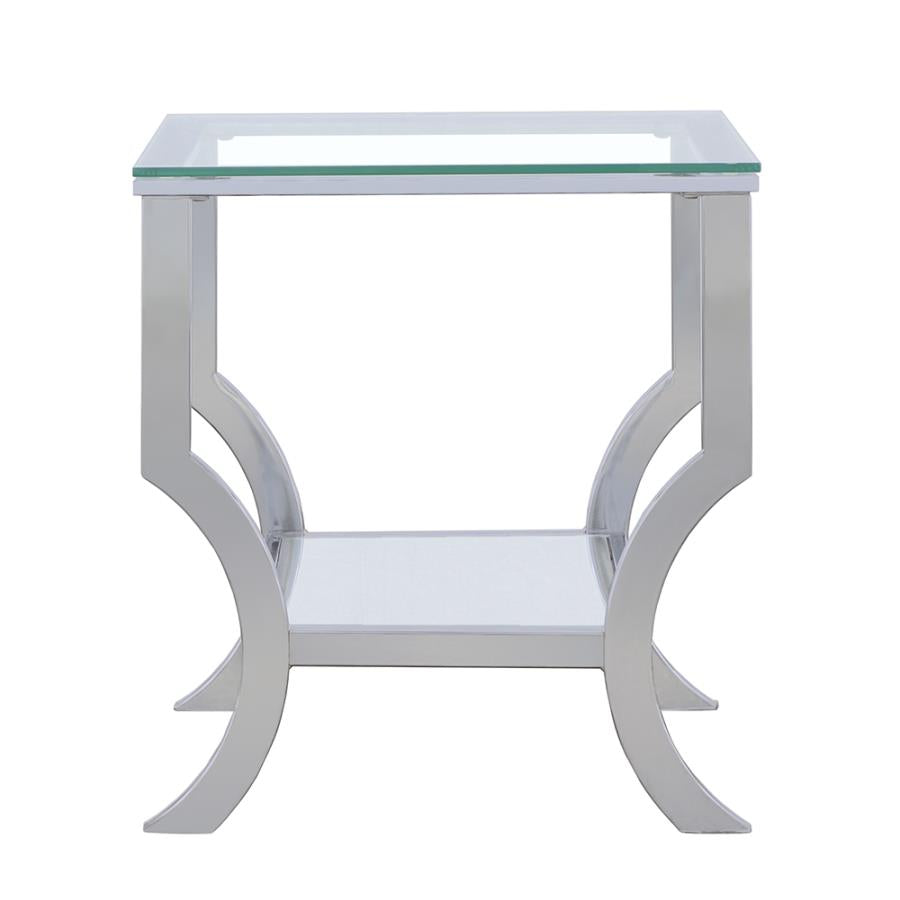 Saide Square Glass Top Side End Table Chrome-5