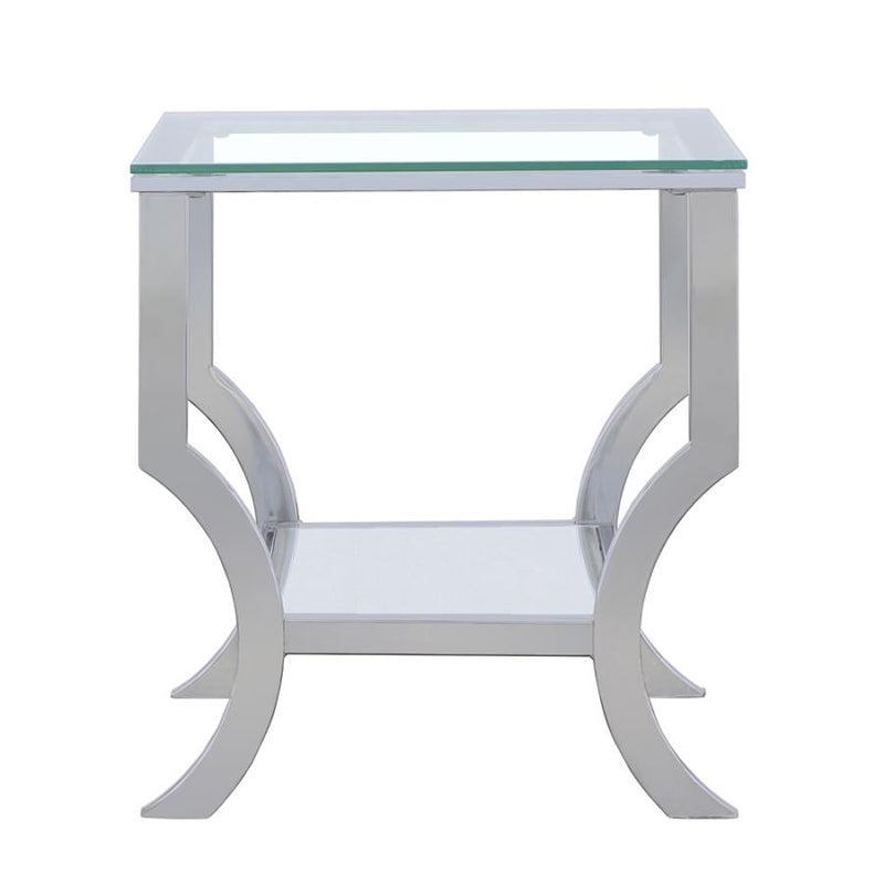 Saide Square Glass Top Side End Table Chrome-zoom-
