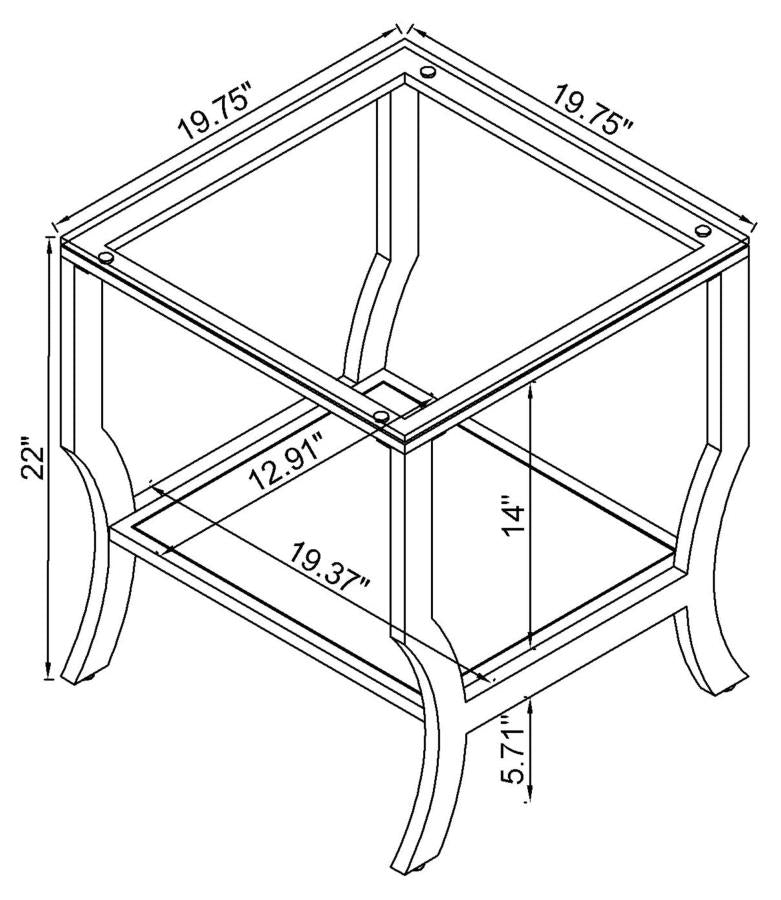 Saide Square Glass Top Side End Table Chrome-6