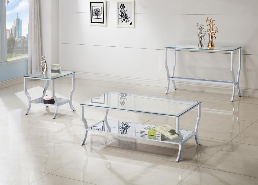 Saide Square Glass Top Side End Table Chrome-zoom-7
