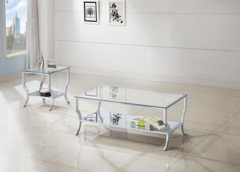 Saide 2-piece Glass Top Coffee and End Table Set Chrome-zoom-