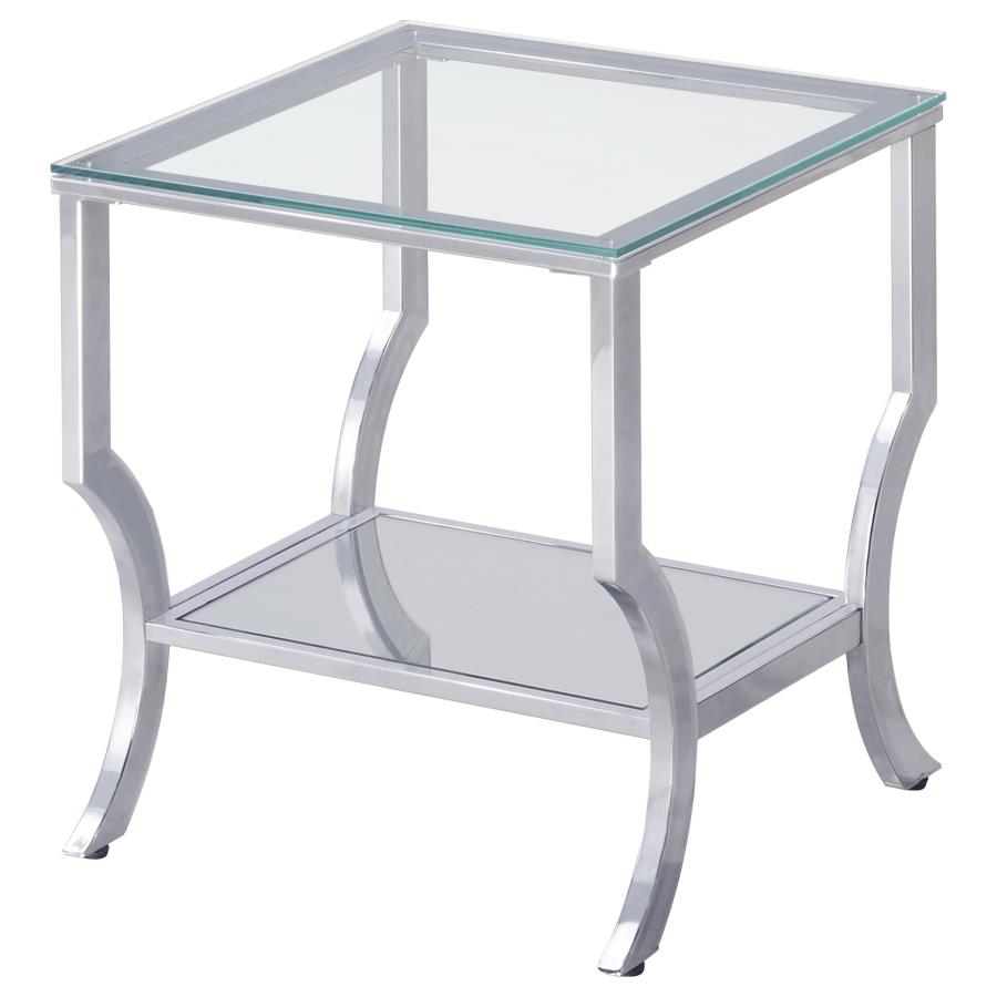 Saide 2-piece Glass Top Coffee and End Table Set Chrome-zoom-3