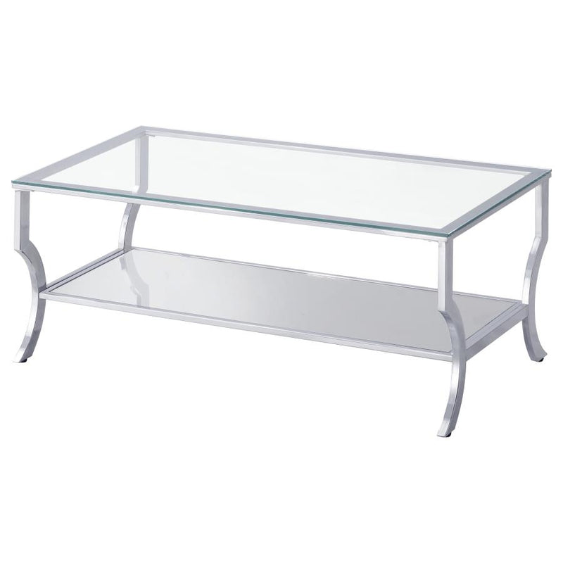Saide 2-piece Glass Top Coffee and End Table Set Chrome-zoom-
