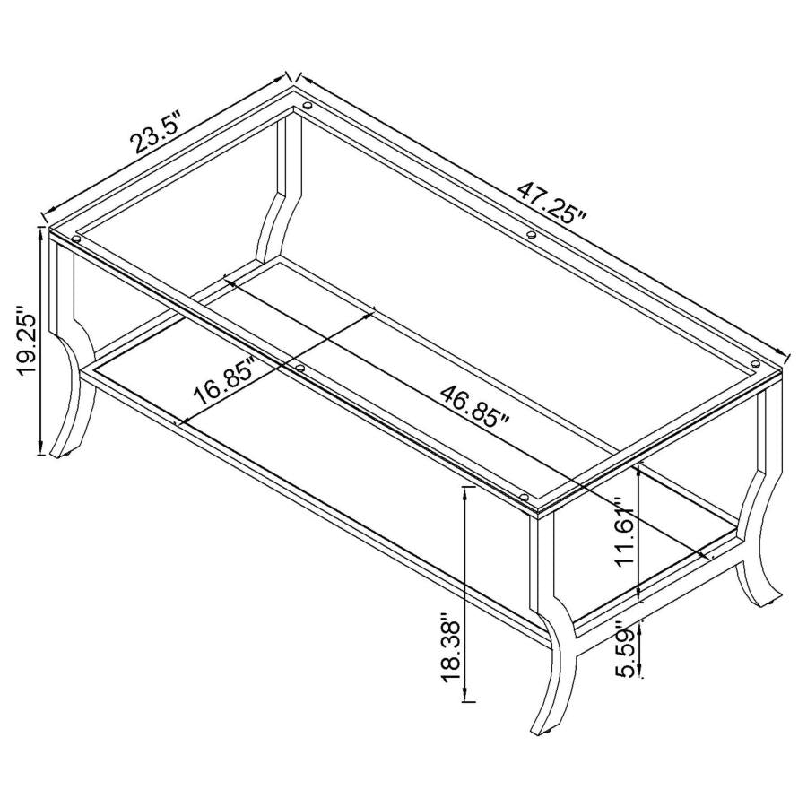 Saide 2-piece Glass Top Coffee and End Table Set Chrome-zoom-6