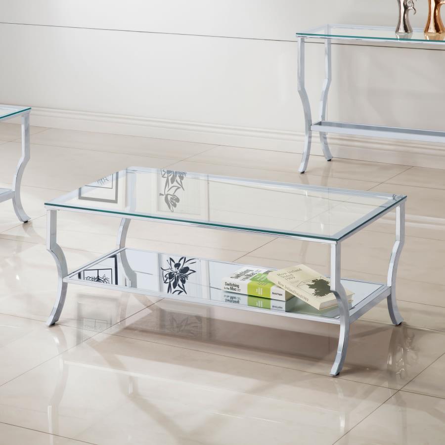 Saide Rectangular Glass Top Coffee Table Chrome-zoom-2