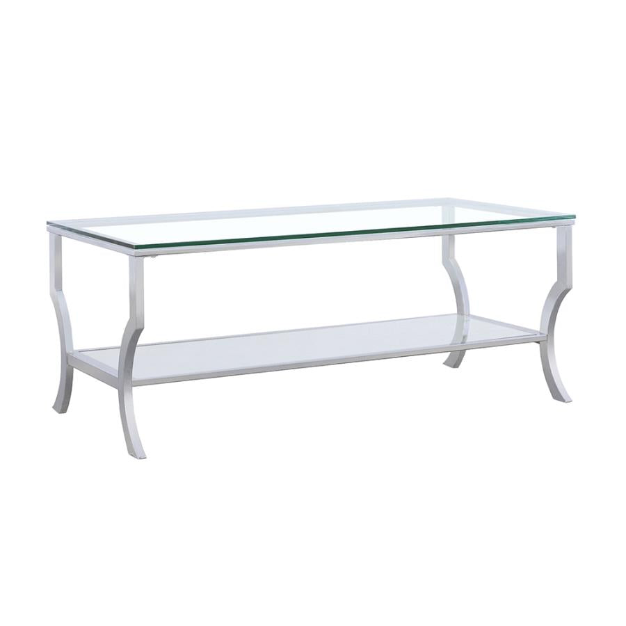 Saide Rectangular Glass Top Coffee Table Chrome-1