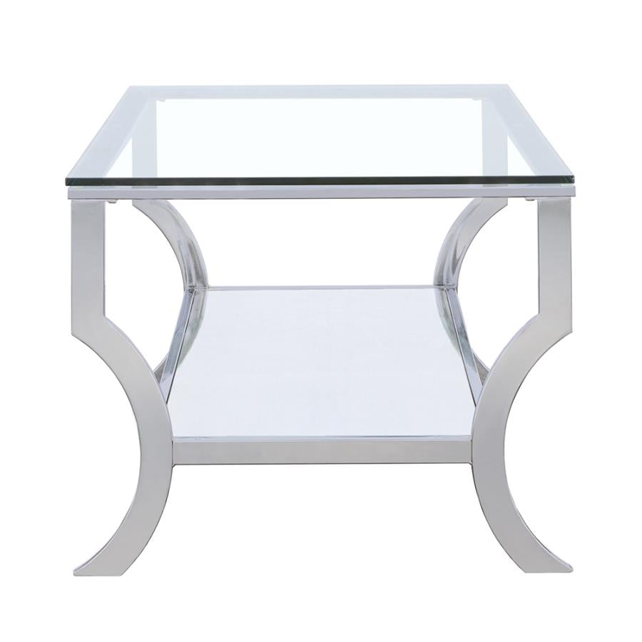 Saide Rectangular Glass Top Coffee Table Chrome-5