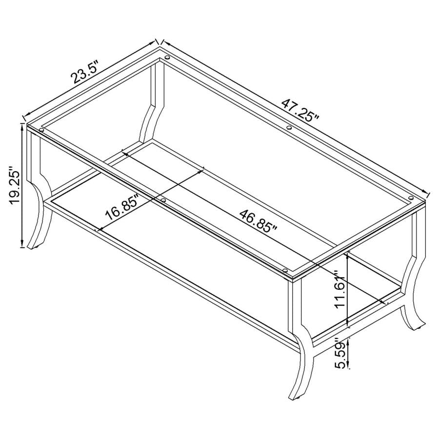 Saide Rectangular Glass Top Coffee Table Chrome-zoom-6