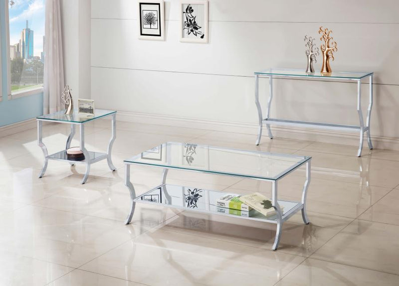 Saide Rectangular Glass Top Coffee Table Chrome-zoom-