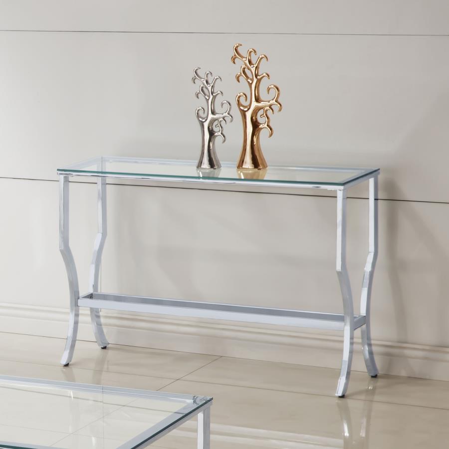 Saide Rectangular Glass Top Entryway Console Table Chrome-2