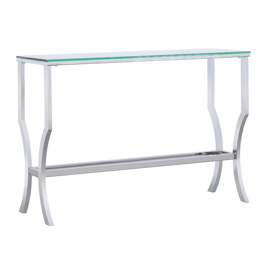 Saide Rectangular Glass Top Entryway Console Table Chrome-zoom-1