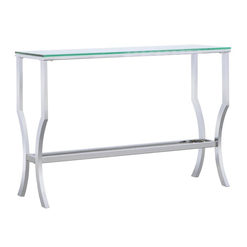 Saide Rectangular Glass Top Entryway Console Table Chrome-zoom-