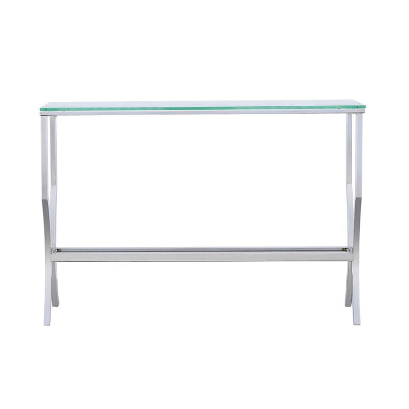 Saide Rectangular Glass Top Entryway Console Table Chrome-zoom-