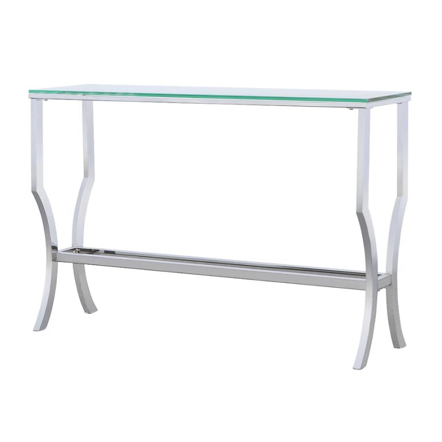 Saide Rectangular Glass Top Entryway Console Table Chrome-4