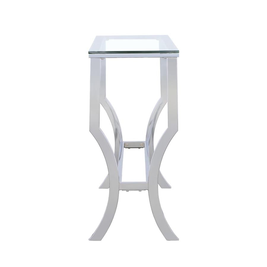 Saide Rectangular Glass Top Entryway Console Table Chrome-5