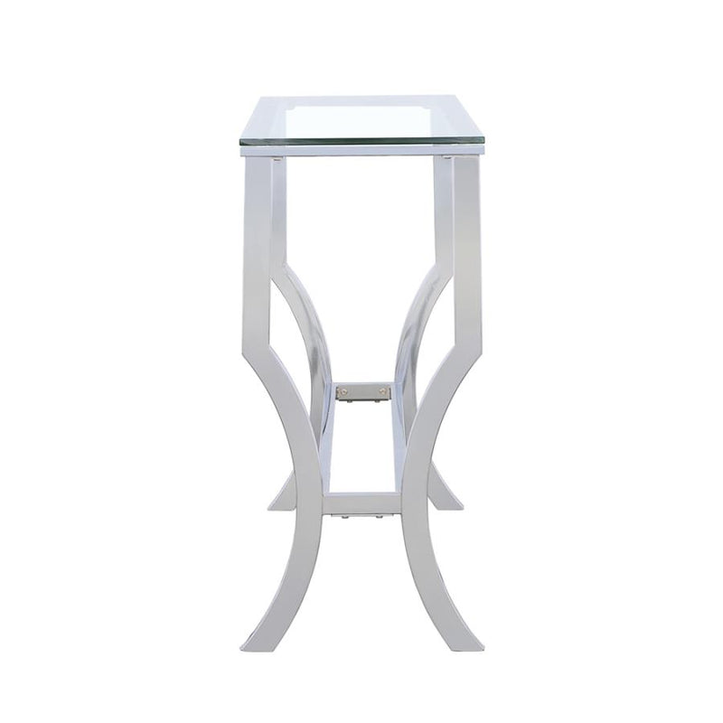 Saide Rectangular Glass Top Entryway Console Table Chrome-zoom-