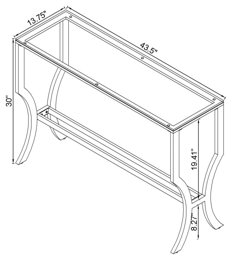 Saide Rectangular Glass Top Entryway Console Table Chrome-6