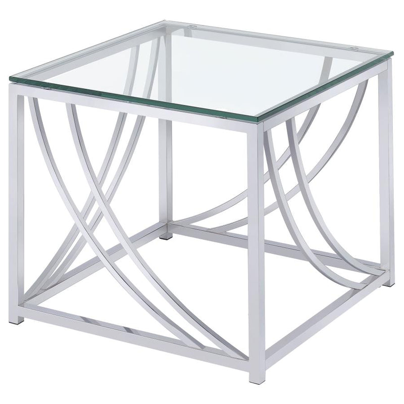 Lille Square Glass Top Side End Table Chrome-zoom-