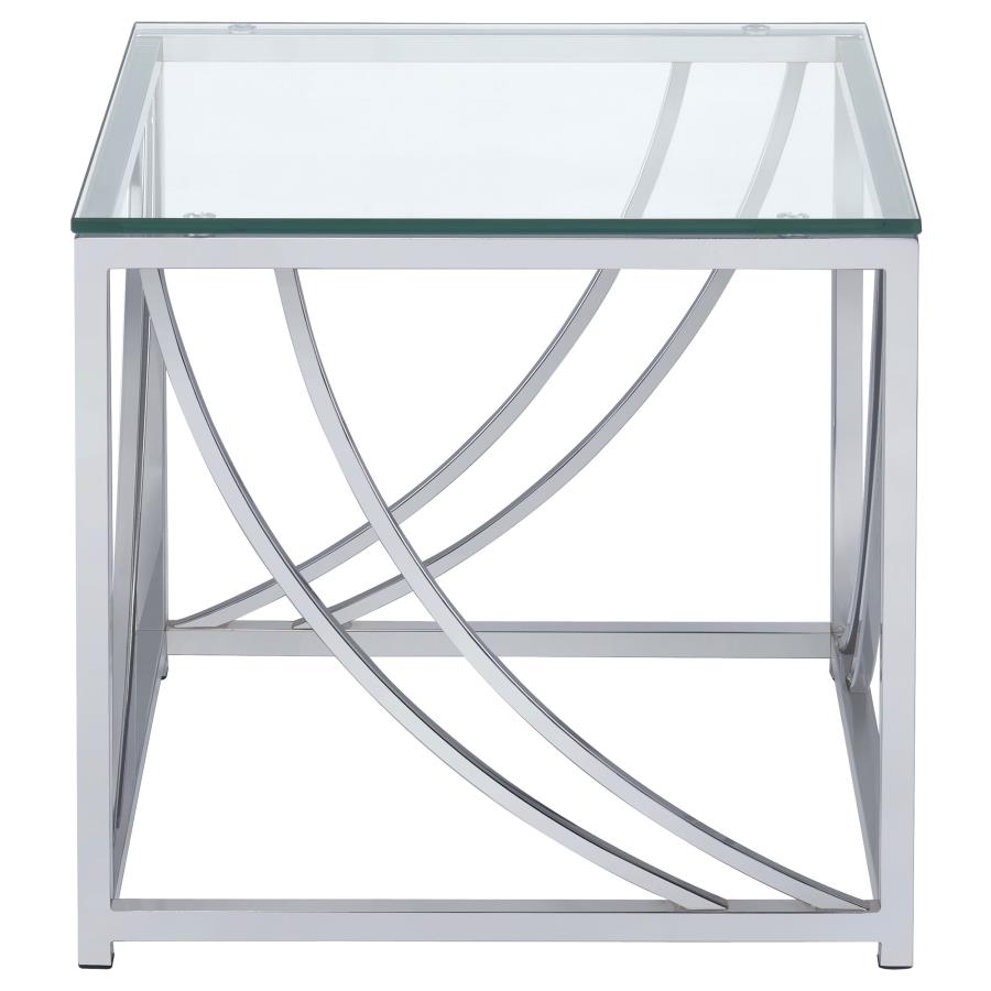 Lille Square Glass Top Side End Table Chrome-zoom-3