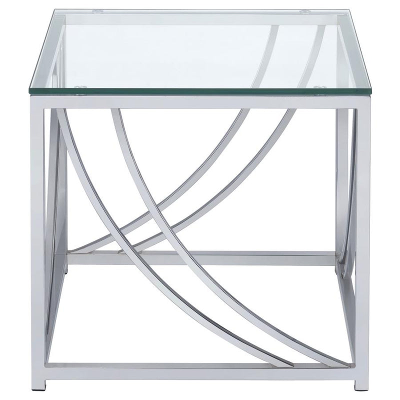 Lille Square Glass Top Side End Table Chrome-zoom-