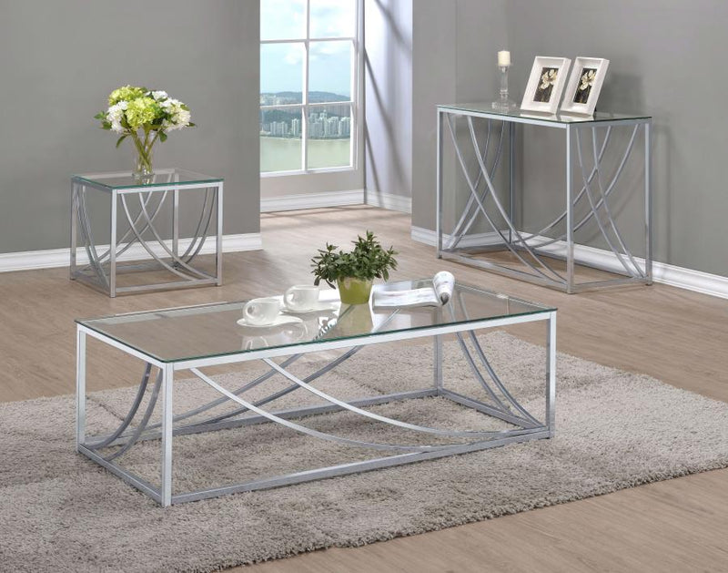 Lille Square Glass Top Side End Table Chrome-zoom-