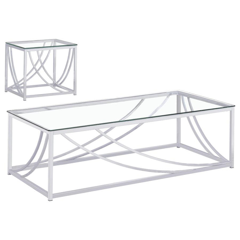 Lille 2-piece Glass Top Coffee And End Table Set Chrome-zoom-