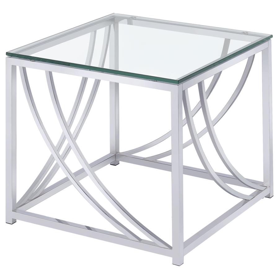 Lille 2-piece Glass Top Coffee And End Table Set Chrome-zoom-3