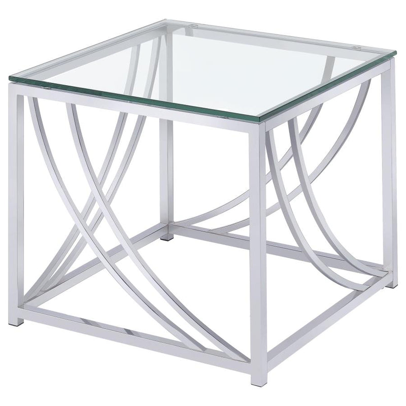 Lille 2-piece Glass Top Coffee And End Table Set Chrome-zoom-