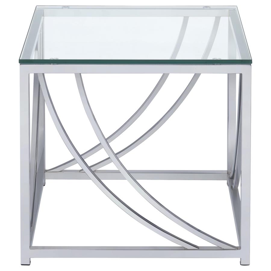 Lille 2-piece Glass Top Coffee And End Table Set Chrome-4