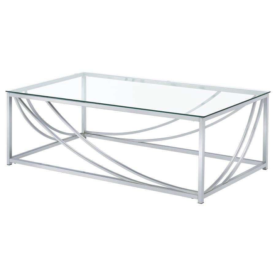 Lille 2-piece Glass Top Coffee And End Table Set Chrome-zoom-5