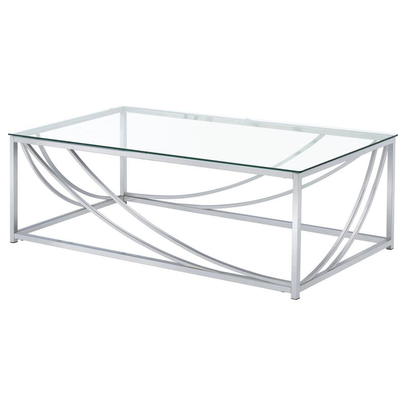 Lille 2-piece Glass Top Coffee And End Table Set Chrome-zoom-