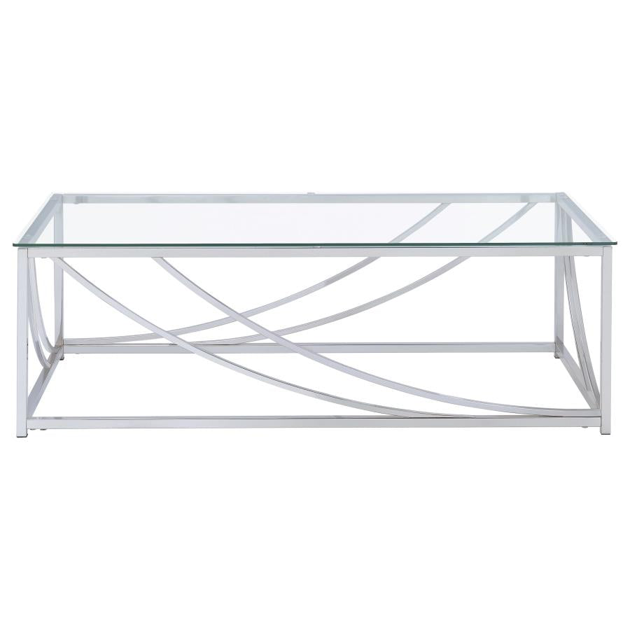 Lille 2-piece Glass Top Coffee And End Table Set Chrome-6