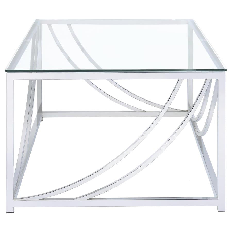 Lille 2-piece Glass Top Coffee And End Table Set Chrome-zoom-7