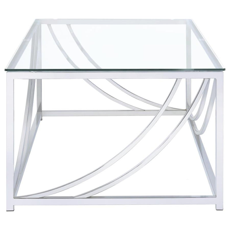 Lille 2-piece Glass Top Coffee And End Table Set Chrome-zoom-