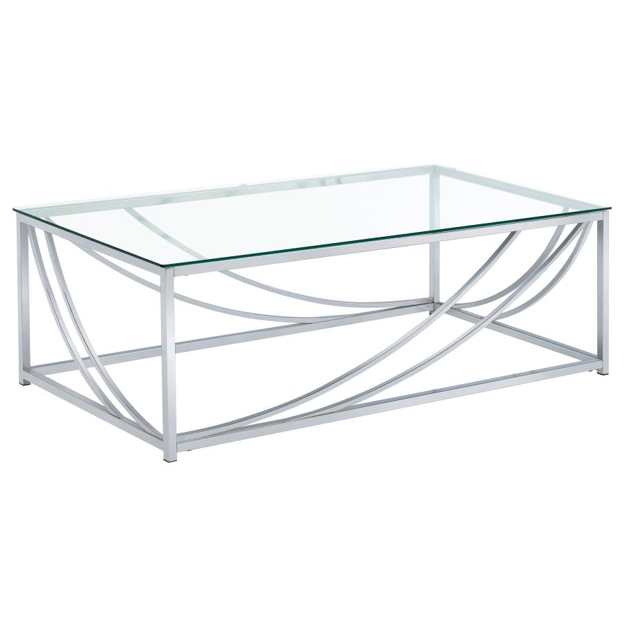 Lille 3-piece Glass Top Coffee And End Table Set Chrome-4