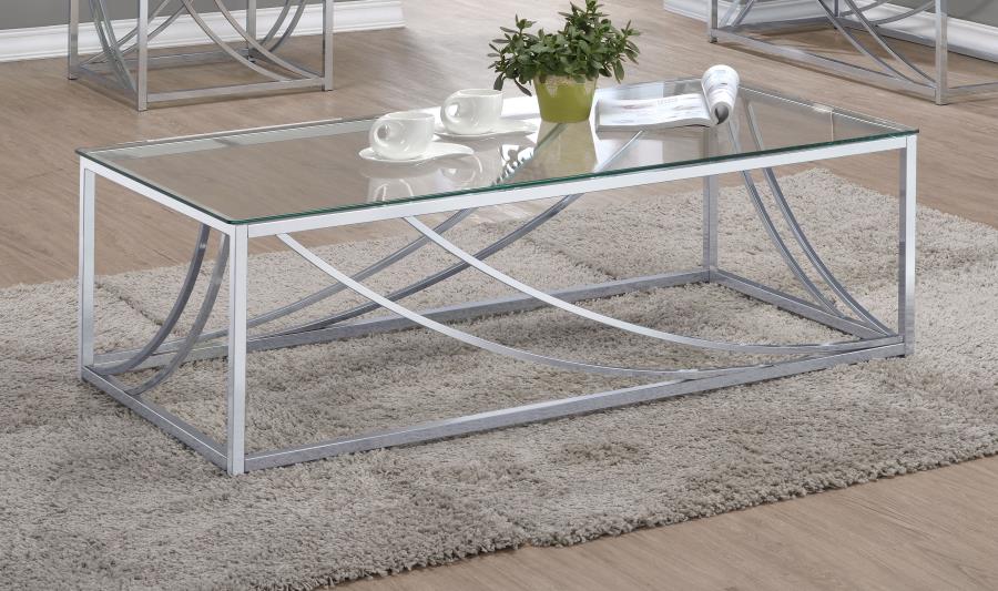 Lille Rectangular Glass Top Coffee Table Chrome-2
