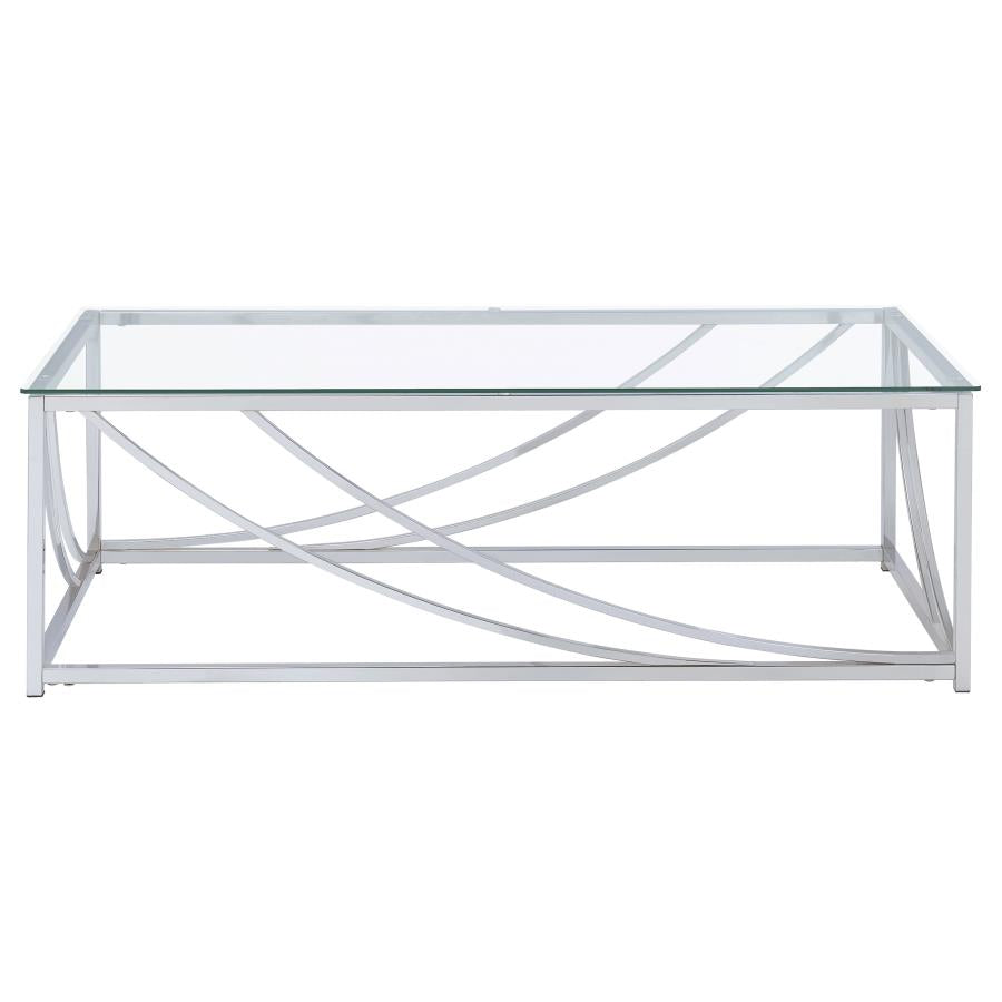 Lille Rectangular Glass Top Coffee Table Chrome-3