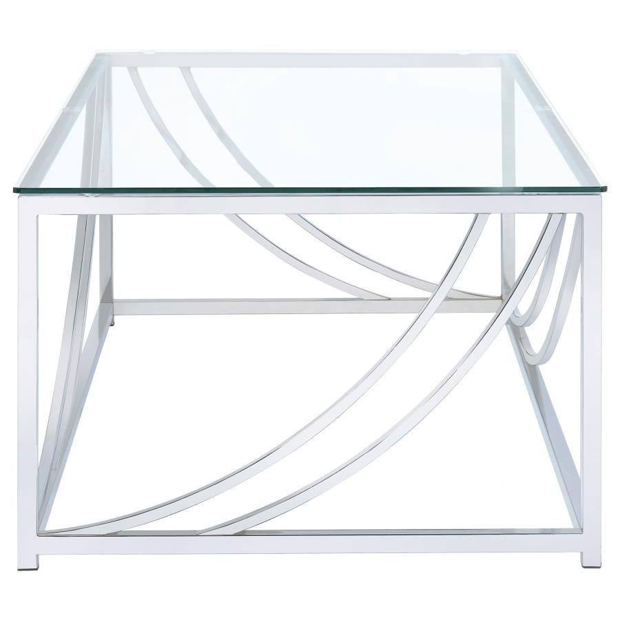Lille Rectangular Glass Top Coffee Table Chrome-4