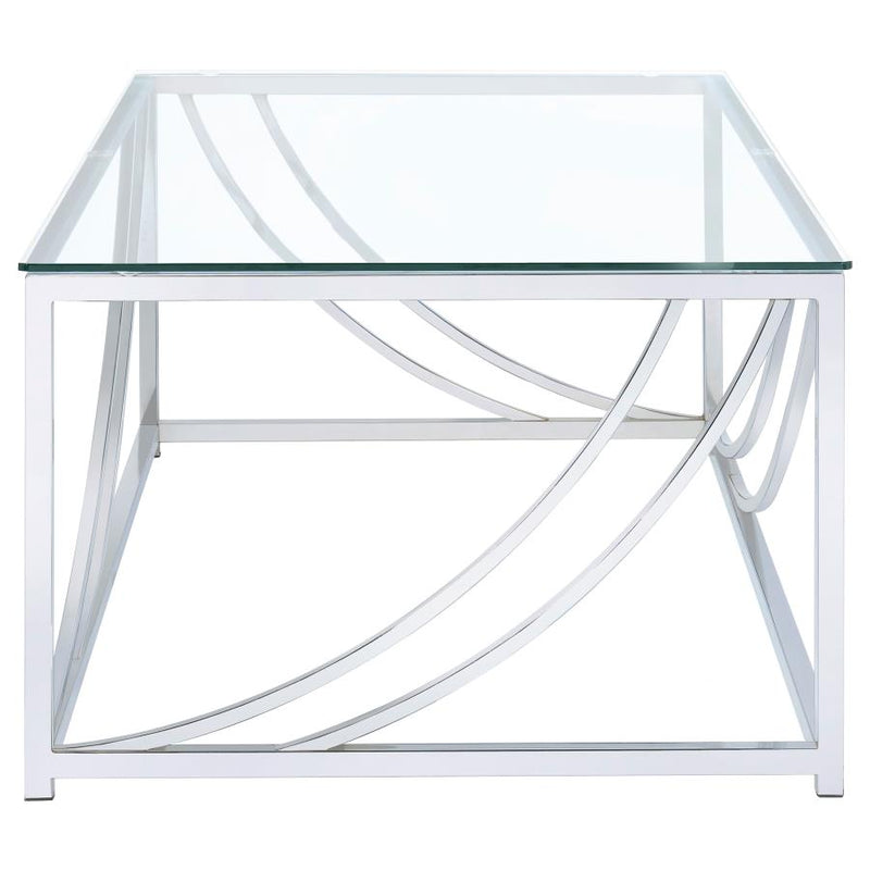 Lille Rectangular Glass Top Coffee Table Chrome-zoom-