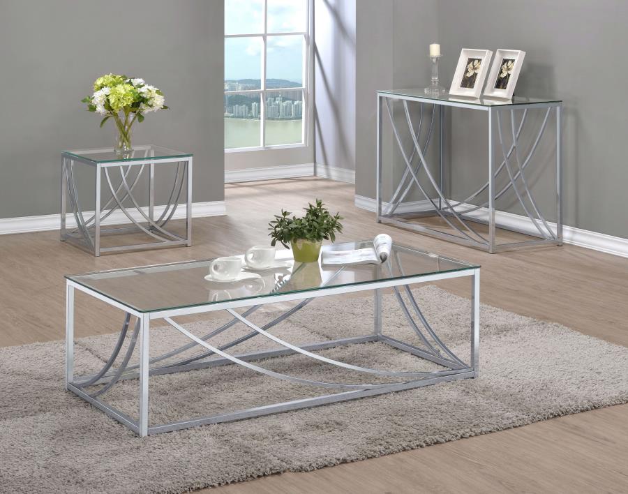 Lille Rectangular Glass Top Coffee Table Chrome-6